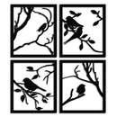 Bird Silhouette Metal Wall Art - 4-Piece Modern Steel Wall Decor - KAF128