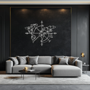 Geometric World Map Metal Wall Art - Modern Compass-Inspired Steel Decor - KAF131