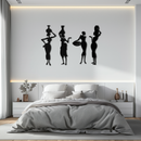 African Women Silhouette Metal Wall Art - Elegant Tribal Wall Decor - KAF136