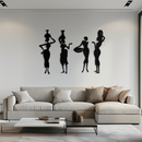African Women Silhouette Metal Wall Art - Elegant Tribal Wall Decor - KAF136