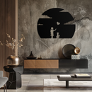 Heart Balloon Girl & Cat Metal Wall Art - Whimsical Steel Decor - KAF140