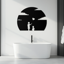 Heart Balloon Girl & Cat Metal Wall Art - Whimsical Steel Decor - KAF140