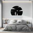 Heart Balloon Girl & Cat Metal Wall Art - Whimsical Steel Decor - KAF140