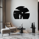 Heart Balloon Girl & Cat Metal Wall Art - Whimsical Steel Decor - KAF140