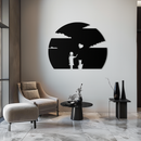 Heart Balloon Girl & Cat Metal Wall Art - Whimsical Steel Decor - KAF140