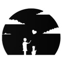 Heart Balloon Girl & Cat Metal Wall Art - Whimsical Steel Decor - KAF140