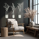 Rustic Floral Bottle Metal Wall Art - Elegant Vase & Flower Steel Decor - KAF142