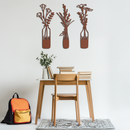 Rustic Floral Bottle Metal Wall Art - Elegant Vase & Flower Steel Decor - KAF142