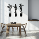 Rustic Floral Bottle Metal Wall Art - Elegant Vase & Flower Steel Decor - KAF142
