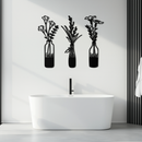 Rustic Floral Bottle Metal Wall Art - Elegant Vase & Flower Steel Decor - KAF142