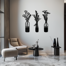 Rustic Floral Bottle Metal Wall Art - Elegant Vase & Flower Steel Decor - KAF142