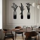 Rustic Floral Bottle Metal Wall Art - Elegant Vase & Flower Steel Decor - KAF142