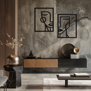 Abstract Faces Metal Wall Art - Modern Geometric Line Art Decor - KAF146