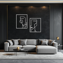 Abstract Faces Metal Wall Art - Modern Geometric Line Art Decor - KAF146