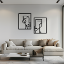 Abstract Faces Metal Wall Art - Modern Geometric Line Art Decor - KAF146