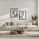 Abstract Faces Metal Wall Art - Modern Geometric Line Art Decor - KAF146