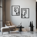 Abstract Faces Metal Wall Art - Modern Geometric Line Art Decor - KAF146