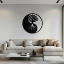 Yin-Yang Tree of Life Metal Wall Art - Harmonious Nature-Inspired Decor - KAF147