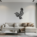 Geometric Rooster Metal Wall Art - Modern Farmhouse Decor - KAF149
