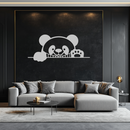 Geometric Panda Metal Wall Art - Playful Minimalist Steel Decor - KAF150