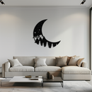 Enchanted Night Moon & Forest Metal Wall Art – Celestial Nature-Inspired Steel Decor - KAF151