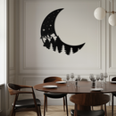 Enchanted Night Moon & Forest Metal Wall Art – Celestial Nature-Inspired Steel Decor - KAF151