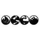 Four Elements Metal Wall Art - Fire, Air, Water, Earth Symbol Set - KAF156