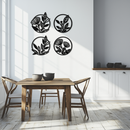 Floral Botanical Metal Wall Art - Nature-Inspired Circle Wall Decor - KAF160
