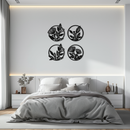 Floral Botanical Metal Wall Art - Nature-Inspired Circle Wall Decor - KAF160