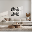 Floral Botanical Metal Wall Art - Nature-Inspired Circle Wall Decor - KAF160