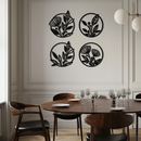Floral Botanical Metal Wall Art - Nature-Inspired Circle Wall Decor - KAF160