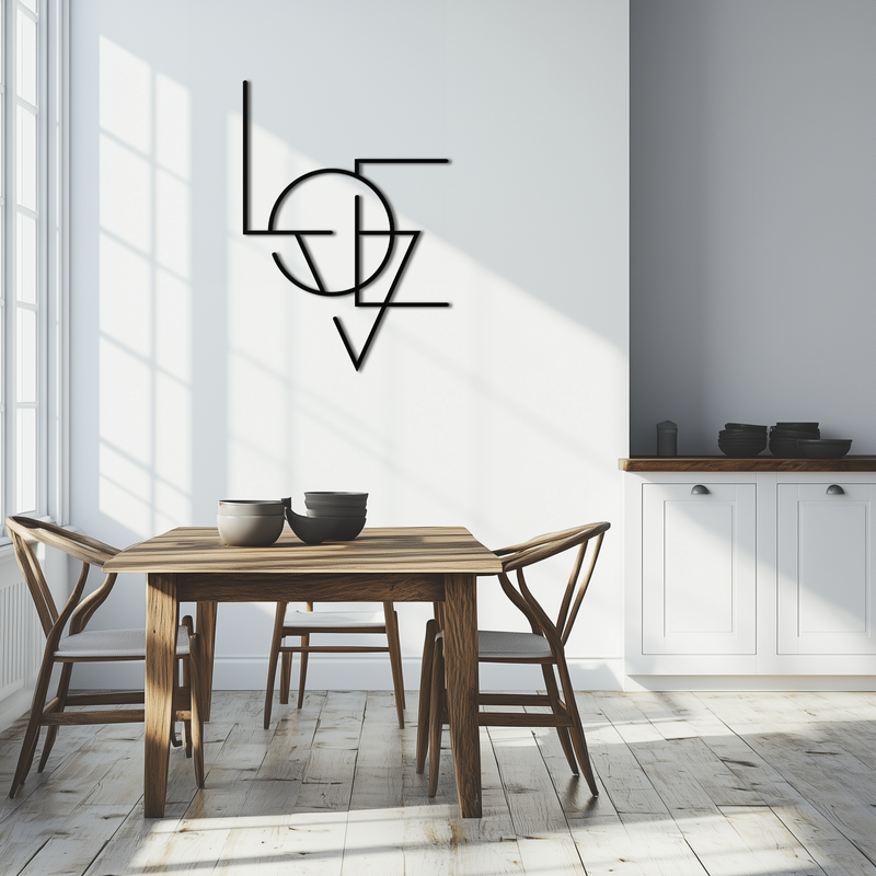 Geometric LOVE Metal Wall Art - Modern Minimalist Wall Decor- KAF162