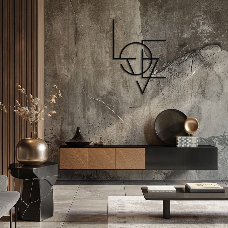 Geometric LOVE Metal Wall Art - Modern Minimalist Wall Decor- KAF162