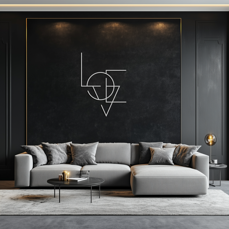 Geometric LOVE Metal Wall Art - Modern Minimalist Wall Decor- KAF162