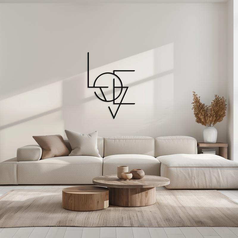 Geometric LOVE Metal Wall Art - Modern Minimalist Wall Decor- KAF162