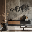 Geometric Elephant Family Metal Wall Art - Modern Minimalist Decor- KAF166