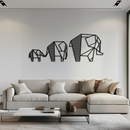 Geometric Elephant Family Metal Wall Art - Modern Minimalist Decor- KAF166