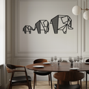 Geometric Elephant Family Metal Wall Art - Modern Minimalist Decor- KAF166