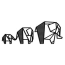 Geometric Elephant Family Metal Wall Art - Modern Minimalist Decor- KAF166