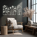 Floral Metal Wall Art - Elegant Botanical Panel Set- KAF167