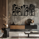 Floral Metal Wall Art - Elegant Botanical Panel Set- KAF167