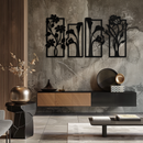 Floral Metal Wall Art - Elegant Botanical Panel Set- KAF167