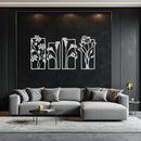 Floral Metal Wall Art - Elegant Botanical Panel Set- KAF167