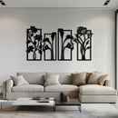 Floral Metal Wall Art - Elegant Botanical Panel Set- KAF167