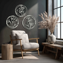 Floral Trio Metal Wall Art - Modern Botanical Circle Wall Decor- KAF168