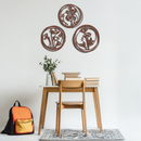 Floral Trio Metal Wall Art - Modern Botanical Circle Wall Decor- KAF168
