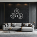 Floral Trio Metal Wall Art - Modern Botanical Circle Wall Decor- KAF168