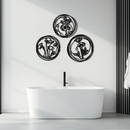 Floral Trio Metal Wall Art - Modern Botanical Circle Wall Decor- KAF168