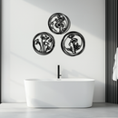 Floral Trio Metal Wall Art - Modern Botanical Circle Wall Decor- KAF168