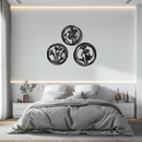 Floral Trio Metal Wall Art - Modern Botanical Circle Wall Decor- KAF168
